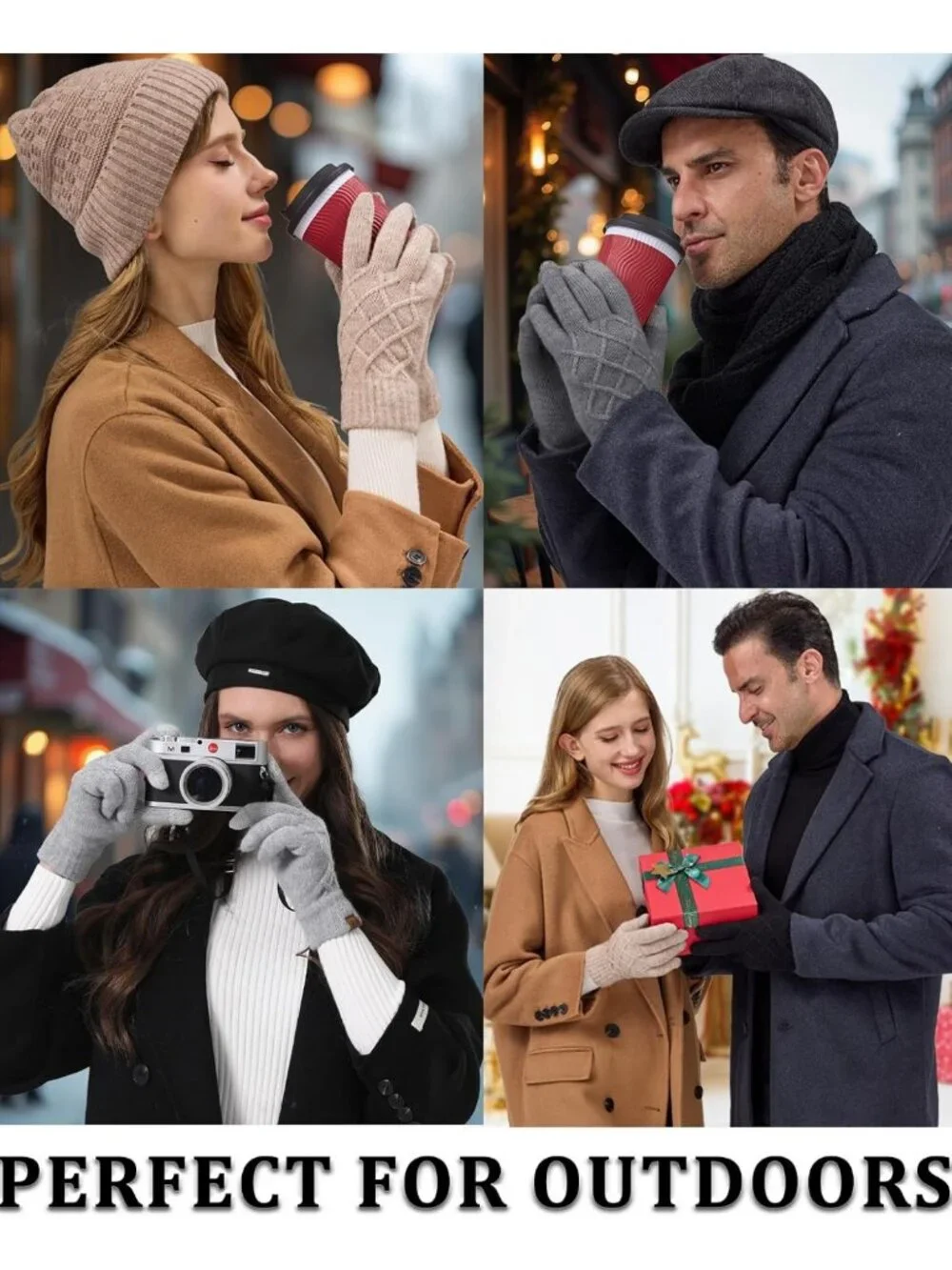Warm Touchscreen Winter Gloves for Women - 2 Pairs, Thermal Knit, Elastic Fit